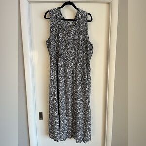 Croft & Barrow Black & White Floral Maxi Dress | Plus Size 3X | Pockets